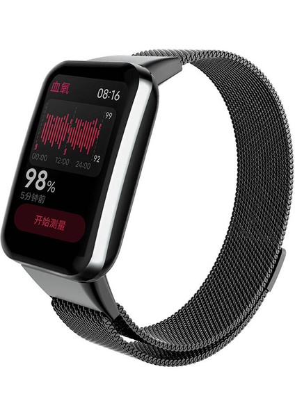 Xiaomi Mi Band 7 Pro Uyumlu Kordon Hasır Metal Mıknatıslı Örgü Kayış Krd-01