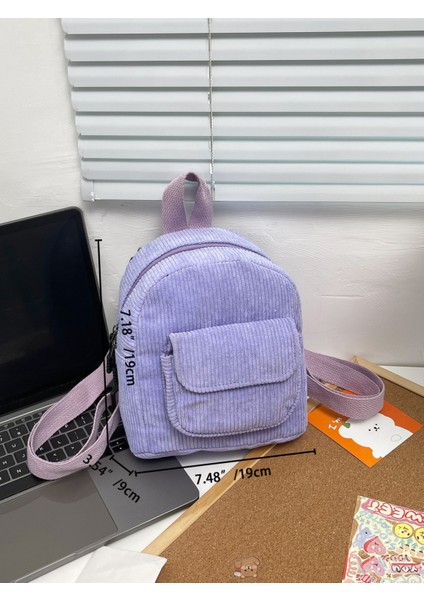 Kadife Basit Rahat Kız Küçük Sırt Çantası (Yurt Dışından)