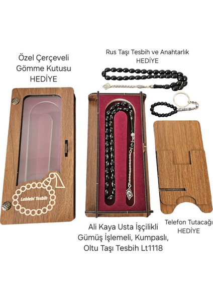 Ali Kaya Usta Gümüş Işlemeli Oltu Taşı Tesbih LT1118