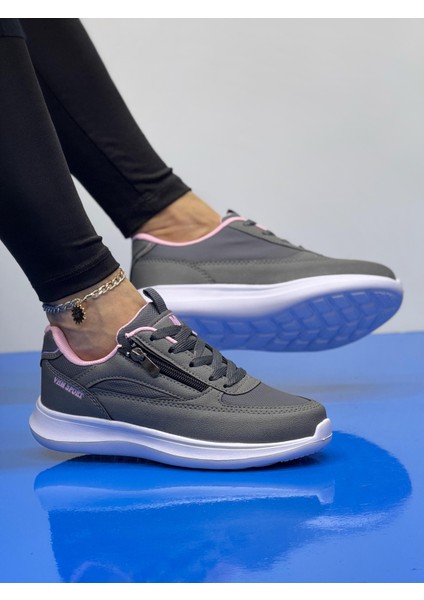 Kadın Fermuarlı Fuspetli Faylon Taban Spor Ayakkabı-Füme modelleri