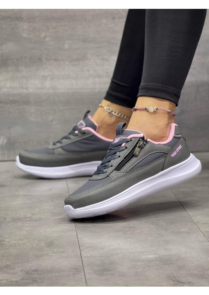 Kadın Fermuarlı Fuspetli Faylon Taban Spor Ayakkabı-Füme fırsatları