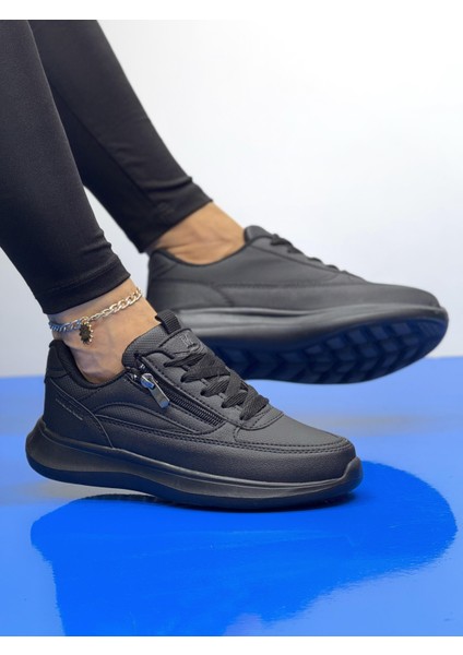 Kadın Fermuarlı Fuspetli Faylon Taban Spor Ayakkabı-Siyah fiyatları