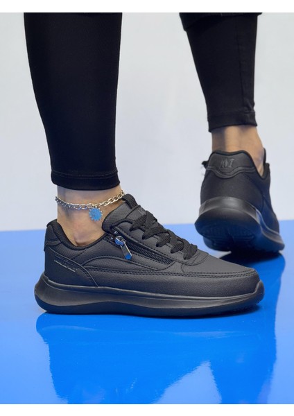 Kadın Fermuarlı Fuspetli Faylon Taban Spor Ayakkabı-Siyah modelleri