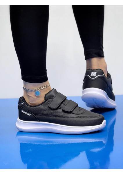 Kadın Bantlı Fuspetli Faylon Taban Spor Ayakkabı-Siyah-Beyaz fiyatları