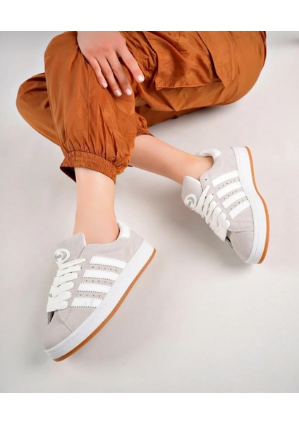 Unisex Klasik Bağcıklı Ortopedik Spor Sneaker Ayakkabı-Füme-Beyaz modelleri