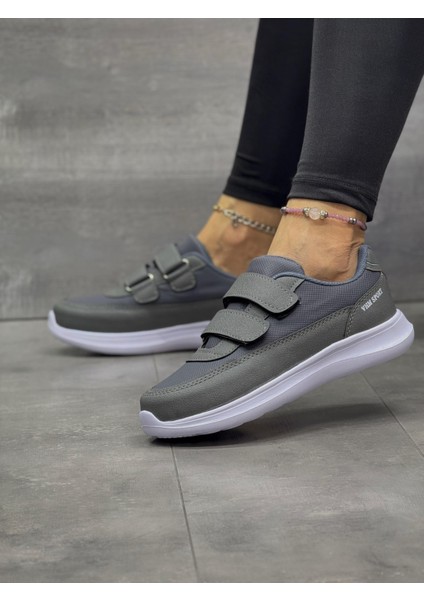 Kadın Bantlı Fuspetli Faylon Taban Spor Ayakkabı-Füme fiyatları