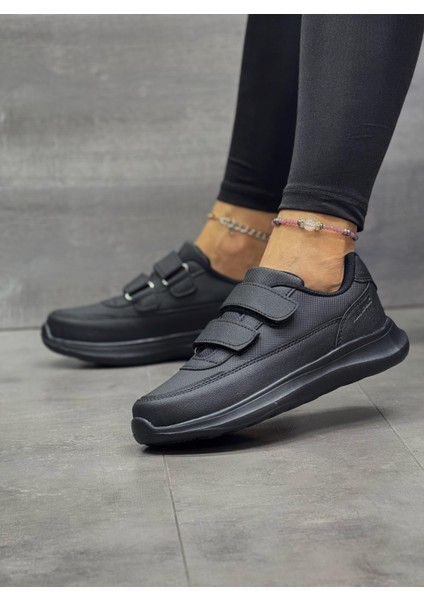 Kadın Bantlı Fuspetli Faylon Taban Spor Ayakkabı-Siyah fiyatları