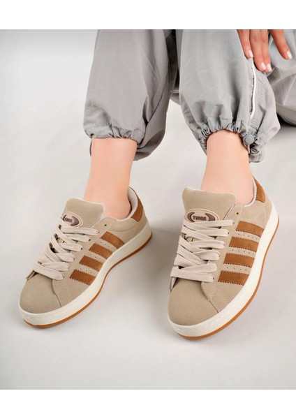 Unisex Klasik Bağcıklı Ortopedik Spor Sneaker Ayakkabı-Bej modelleri
