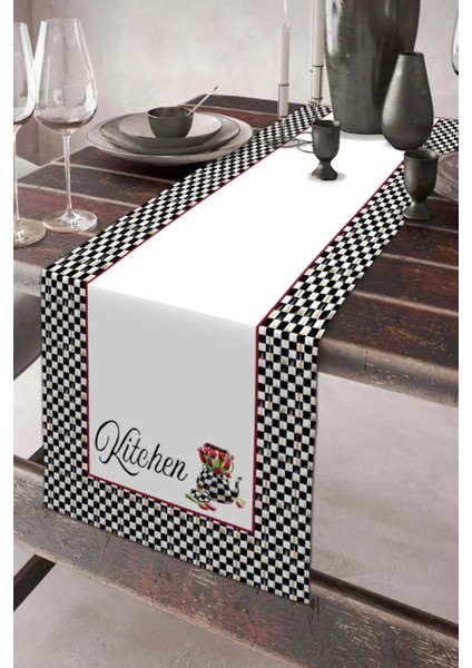 Keten Görünümlü Kıtchen Desenli Runner 40X140