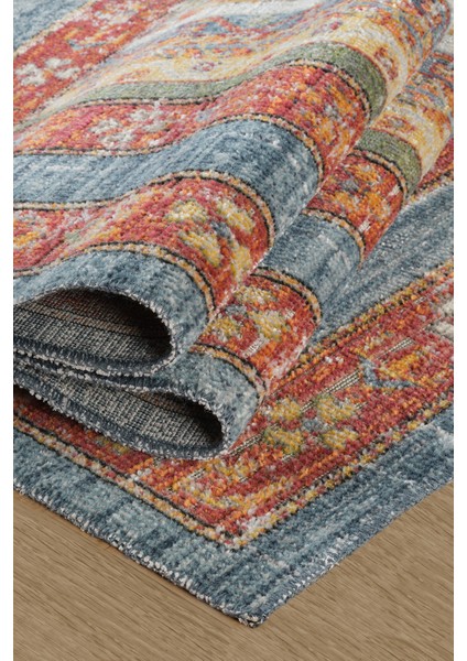 Antik 1111 Klasik Vintage Salon Halısı Renkli Retro Mutfak Halısı Tozumaz İnce Makine Halısı 100x200