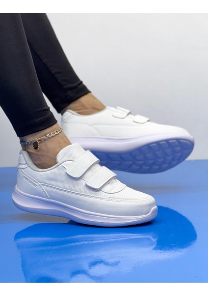 Kadın Bantlı Fuspetli Faylon Taban Spor Ayakkabı-Beyaz modelleri