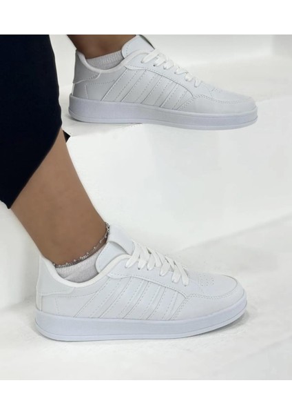Cilt Günlük Rahat Sneaker-Beyaz