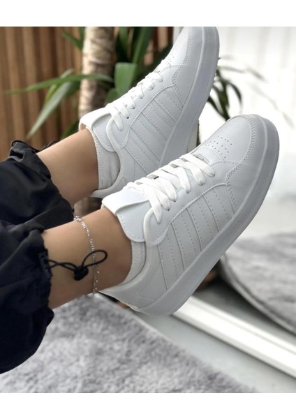 Cilt Günlük Rahat Sneaker-Beyaz fırsatları