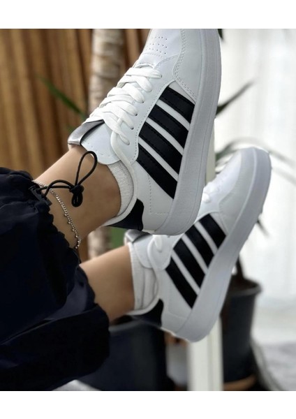 Cilt Günlük Rahat Sneaker-Beyaz-Siyah fiyatları