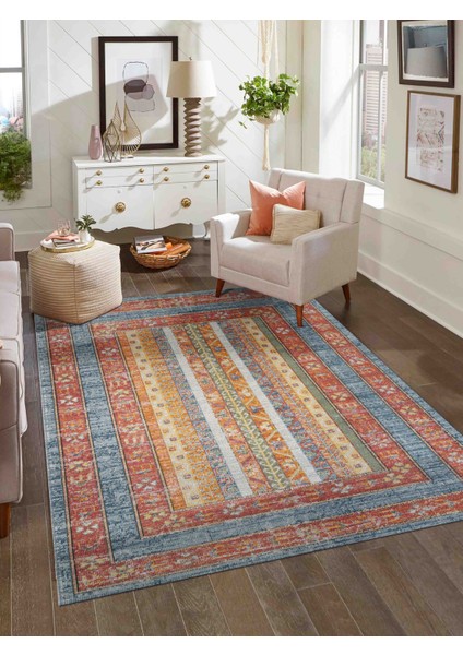 Antik 1111 Klasik Vintage Salon Halısı Renkli Retro Mutfak Halısı Tozumaz İnce Makine Halısı 80x300