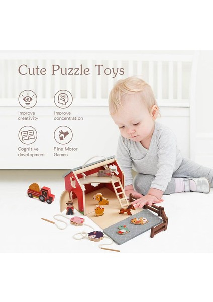 Baby Early Education Puzzle Wooden Toys Stacking Rocket Boys And Girls House Castle Building Game (Yurt Dışından)