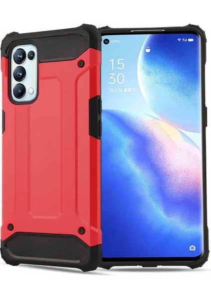 Oppo Reno 5 Pro 5g Uyumlu Kılıf Crash Silikon Kapak, Kırmızı