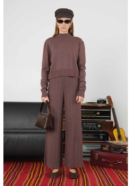 Fitilli Triko Pantolon Kahve