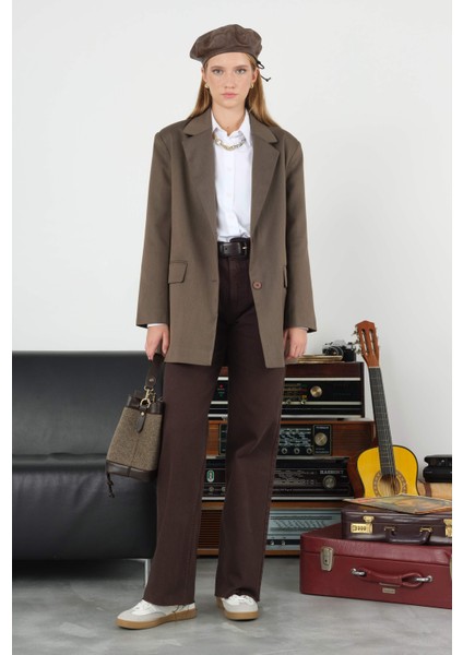 Klasik Blazer Ceket Ceviz Kabuğu