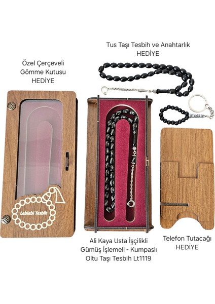 Ali Kaya Usta Gümüş Işlemeli Oltu Taşı Tesbih LT1119