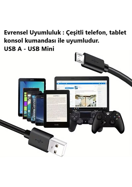 SL-227/V8 USB Data Kablosu, Şarj Kablosu - Tip A\'dan Micro USB 1mt