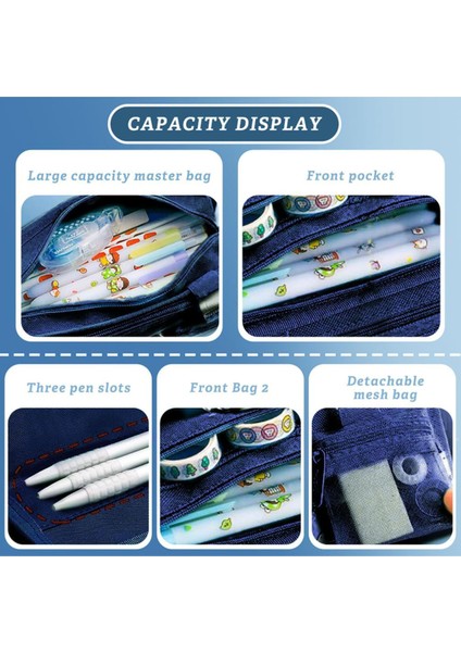 Çoçuk Çok Bölmeli Kalem Çantası Lacivert 7458 fiyatları