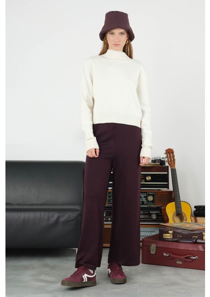 Beli Lastikli Triko Pantolon Koyu Mürdüm indirimleri