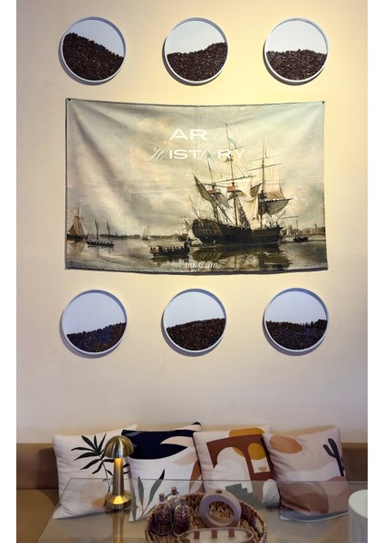 "the Navy's Frigate Rotterdam - Nicolaas Baur" Dekoratif Duvar Halısı – 140X100 cm (Kuşgözü Detaylı)