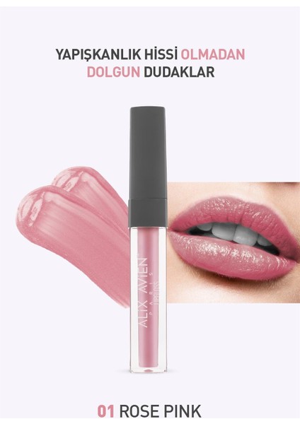 Nemlendiricili Dudak Parlatıcısı - Lipgloss 01 Rose Pink