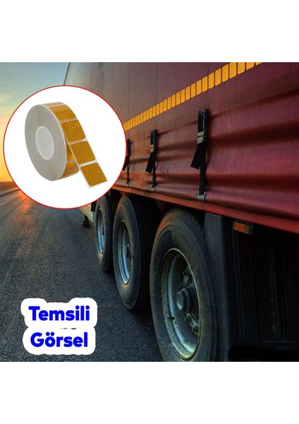 Tüvtürk Onaylı 5 Metre Sarı Parçalı Reflektörlü Reflektif Fosforlu Şerit Bant Kesikli İkaz Bandı