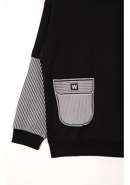 Cebi Kolları Çizgili Siyah Renk Erkek Cocuk Sweat fiyatları