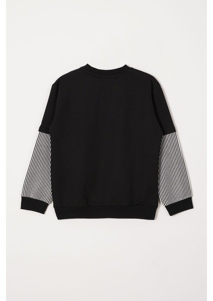 Cebi Kolları Çizgili Siyah Renk Erkek Cocuk Sweat modelleri