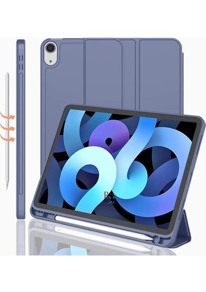 Ipad Air 5.NESIL10.9 Inç Ile Uyumlu Tablet Kılıfı Standlı Uyku Modlu Kalem Bölmeli Akıllı Kılıf