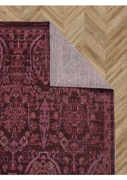 Antik 1116 Klasik Vintage Salon Halısı Bordo Retro Mutfak Halısı Tozumaz İnce Makine Halısı 200x290