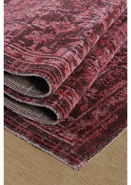 Antik 1116 Klasik Vintage Salon Halısı Bordo Retro Mutfak Halısı Tozumaz İnce Makine Halısı 100x200