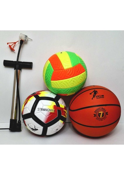 Profesyonel Futbol Topu Voleybol Topu Basketbol Topu Seti + Kaliteli Pompa