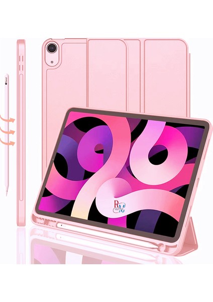 Ipad Air 4.NESIL10.9 Inç Ile Uyumlu Tablet Kılıfı Standlı Uyku Modlu Kalem Bölmeli Akıllı Kılıf