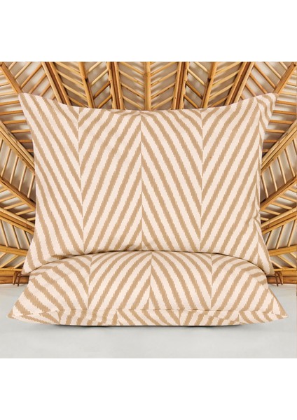 Soft Herringbone 2'li Yastık Kılıfı - Ekru / Taş - 50X70 cm