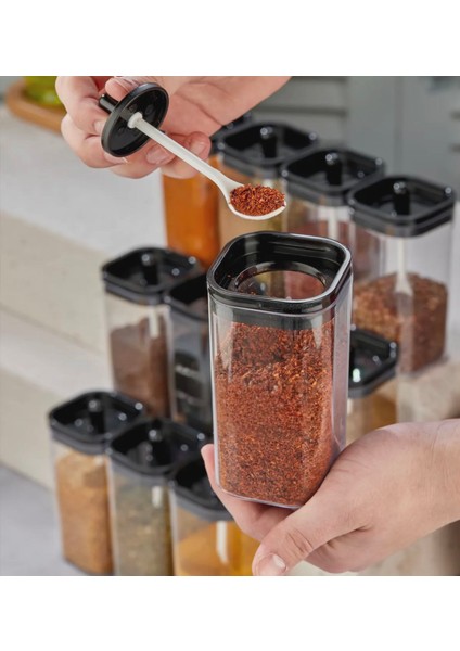 Pratik Baharat Seti, Kaşıklı Kristal Şeffaf Baharat Takımı 250 ml Hacim 6 Adet