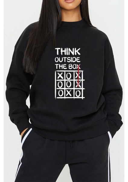Xox Tasarım Baskılı Siyah Unisex Kadın Erkek Pamuklu Sweatshirt CU267