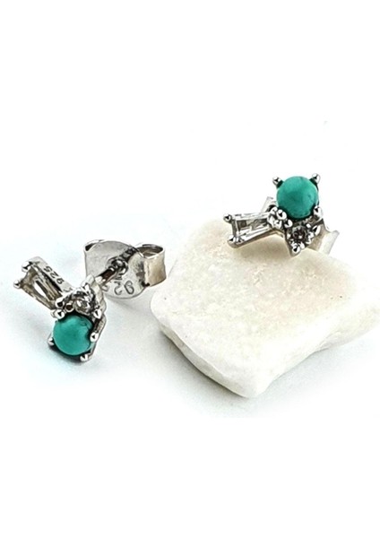 Italyan Tasarımı 925AYAR Gümüş Turkuaz Taşlı Tasarımı Küpe modelleri