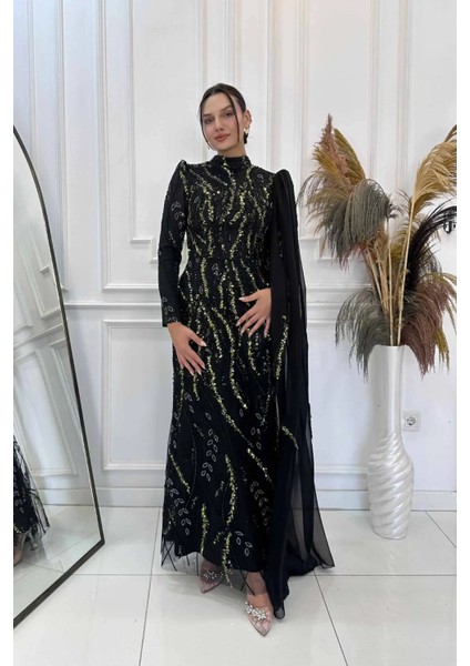 Organze Pul Payet Abiye Flowers fiyatları