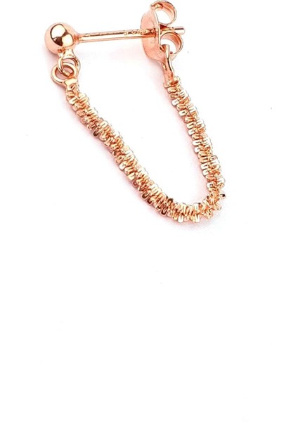 Italyan 925AYAR Gümüş Rose Altın Kaplama Tasarım Zincir Tek Küpe fiyatları