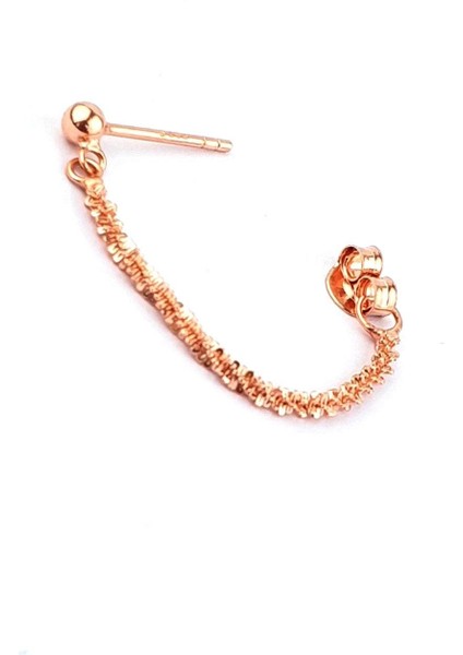 Italyan 925AYAR Gümüş Rose Altın Kaplama Tasarım Zincir Tek Küpe modelleri