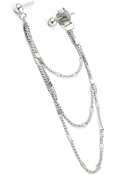 925AYAR Gümüş Tasarım Zincir Tek Küpe fiyatları