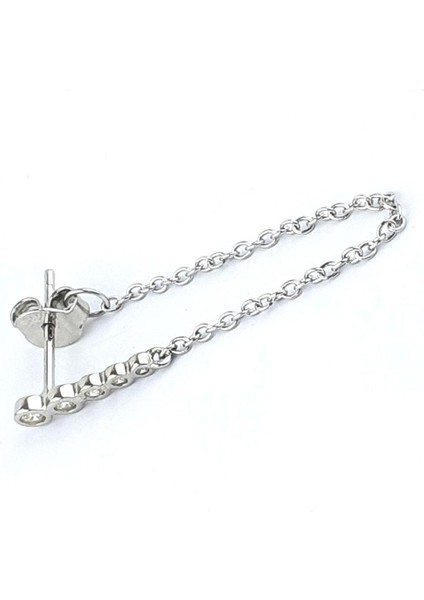 Zirkon Taş Detaylı 925AYAR Gümüş Zincir Detaylı Tek Küpe modelleri