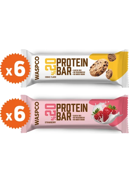 Protein Bar Karma Kutu 40g Çilekli ve Kurabiye Aromalı 12 Adet (2 Çeşit)