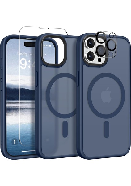 iPhone 15 Pro Max Kılıf Magsafe Tpu Mat Exl Kapak + Ekran Koruyucu ve Kamera Koruyucu
