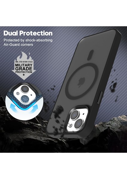 iPhone 15 Pro Max Kılıf Magsafe Tpu Mat Exl Kapak + Ekran Koruyucu ve Kamera Koruyucu