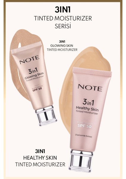 3 in 1 Healty Skin Tinted Ton Eşitleyici 50 SPF Krem & 3 in 1 Glowing Skin Tinted Işıltılı 50 SPF Krem Makyaj Seti